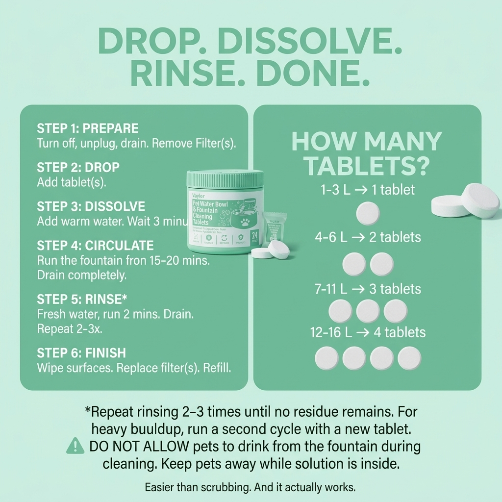 PureSip — Pet Water Bowl & Fountain Cleaning Tablets