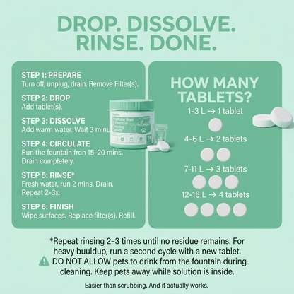 PureSip — Pet Water Bowl & Fountain Cleaning Tablets